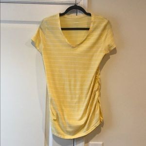 Isabel maternity yellow with small white stripes
